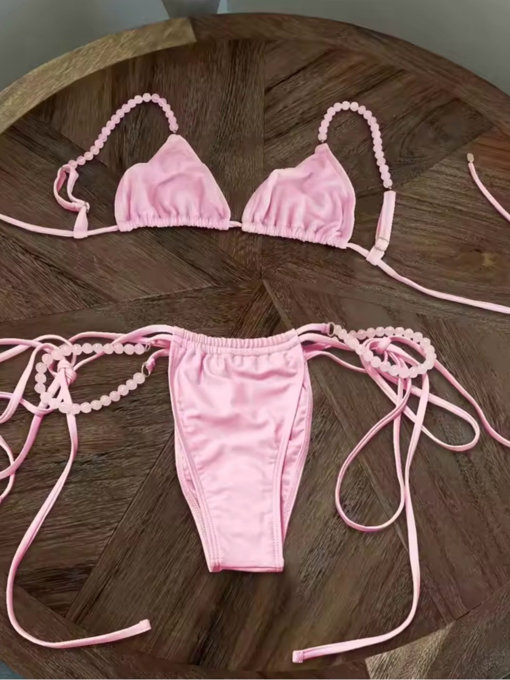 NWOT - Pink Beaded String Bikini Set - Small